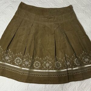 Ann Taylor Loft Tan Embroidered Corduroy Pinwheel Women's Skirt - Size 12